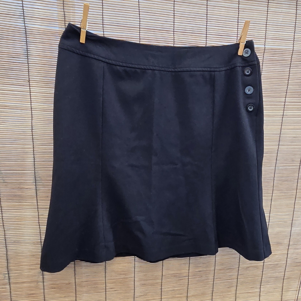 Apt. 9 Stretch Black A-Line Skirt Size 14 | Button Detail Career Skirt